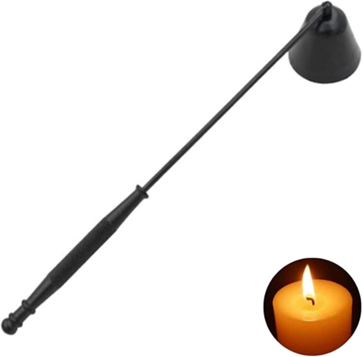 Provento - Duurzame kaarsenblusser met lange greep voor blussen van kaarslont - zwart - accessoires