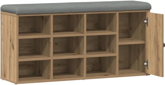 vidaXL - Banc à chaussures - 102x32x50 - cm - décoré - bois - artisanal - couleur chêne