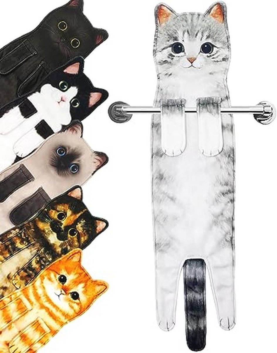 Grappige microvezel handdoek voor keuken en badkamer - Origineel cadeau-idee voor kattenliefhebbers