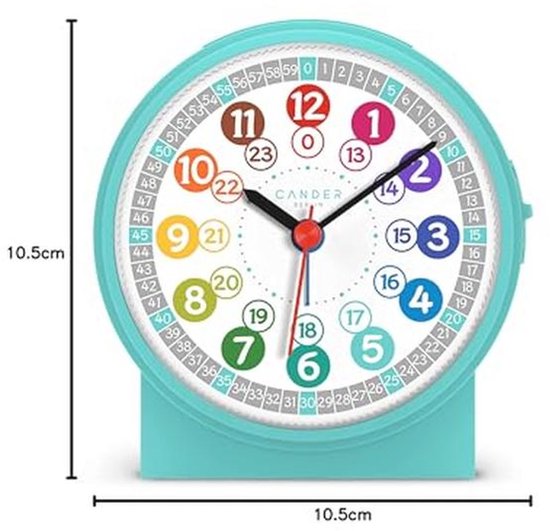 Geruisloze Kinderwekker met Snooze en Verlichting - Turquoise Tafelklok voor Jongens en Meisjes — afbeelding 2