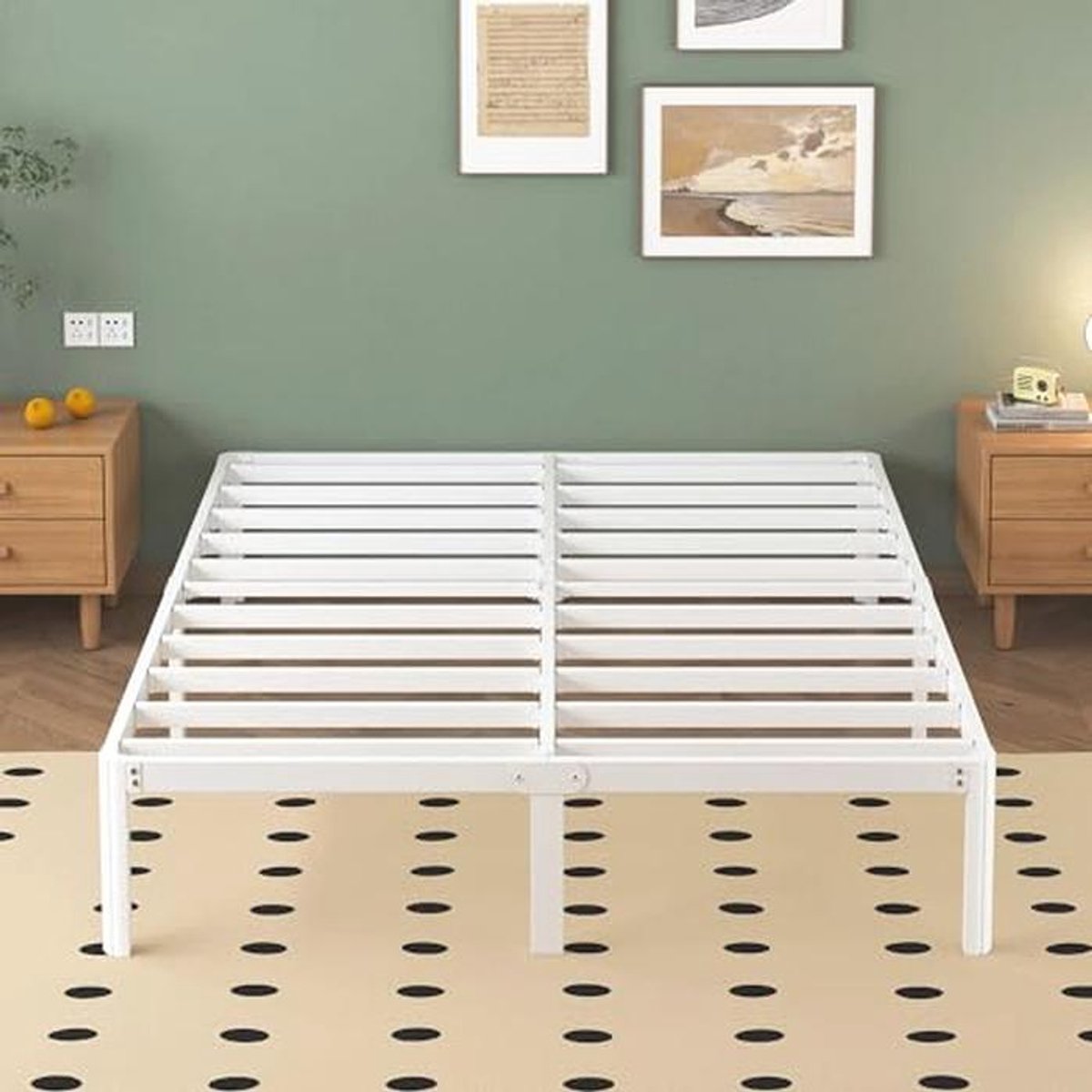 Metalen Bedframe 120x200 cm met Lattenbodem en Ronde Hoekpoten