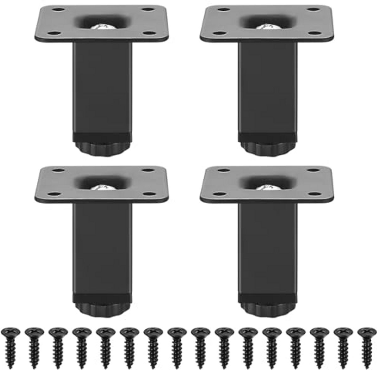 Verstelbare Meubelpoten - Hoogte 50 mm, Zwart, Set van 4 - Ideaal voor Meubelstabiliteit