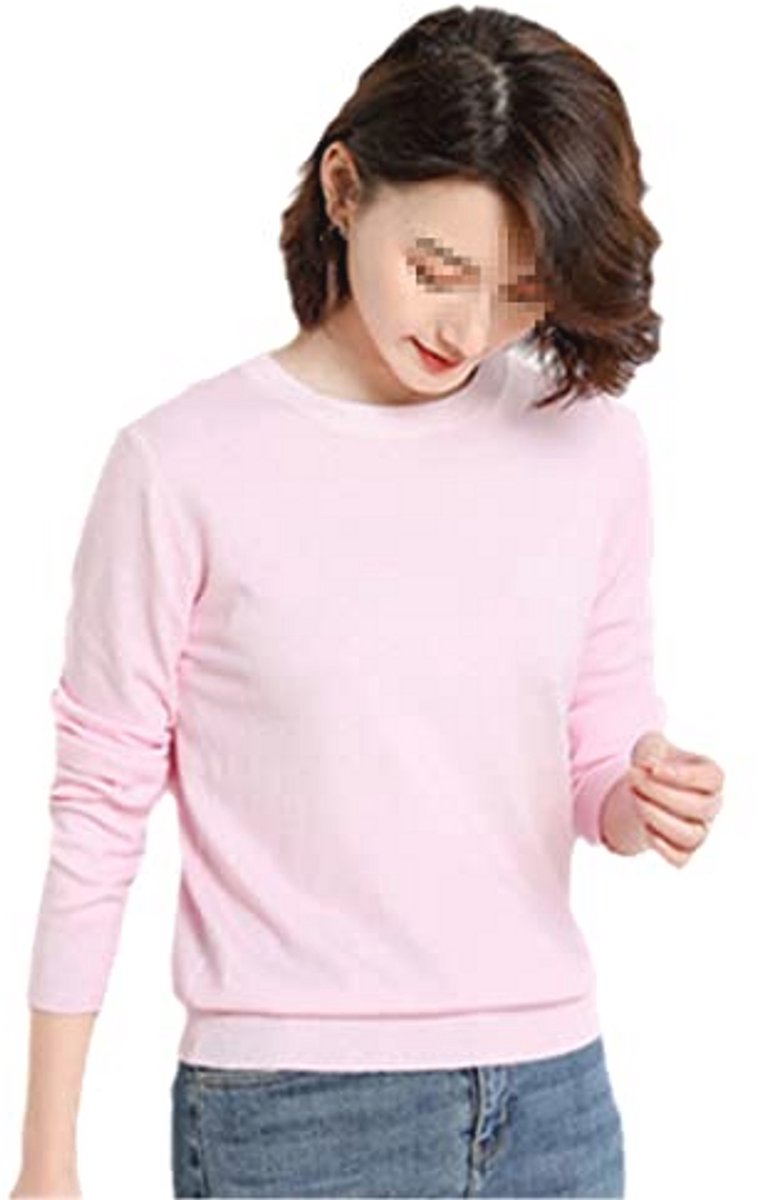 Dames O-hals trui van kasjmier - Effen casual trui voor een slanke pasvorm