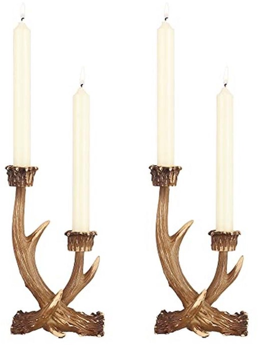 Herten Gewei Kaarsenhouder - Rustieke Kandelaar Houders voor Woondecoratie en Bruiloft Centerpieces (2 Stuks)
