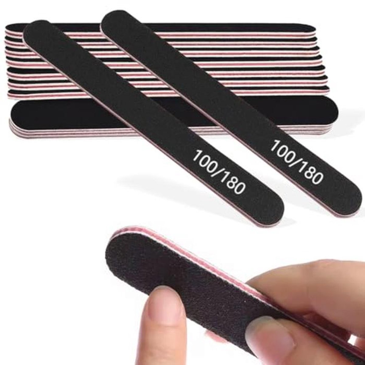 Professionele nagelvijlen voor vingernagels - 10 stuks, 100/180 korrel