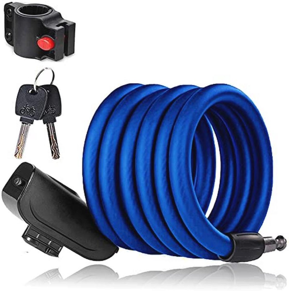 Hoogwaardige Fietsslot met Spiraalkabel, 180 cm, Blauw - Antidiefstal en Veiligheid