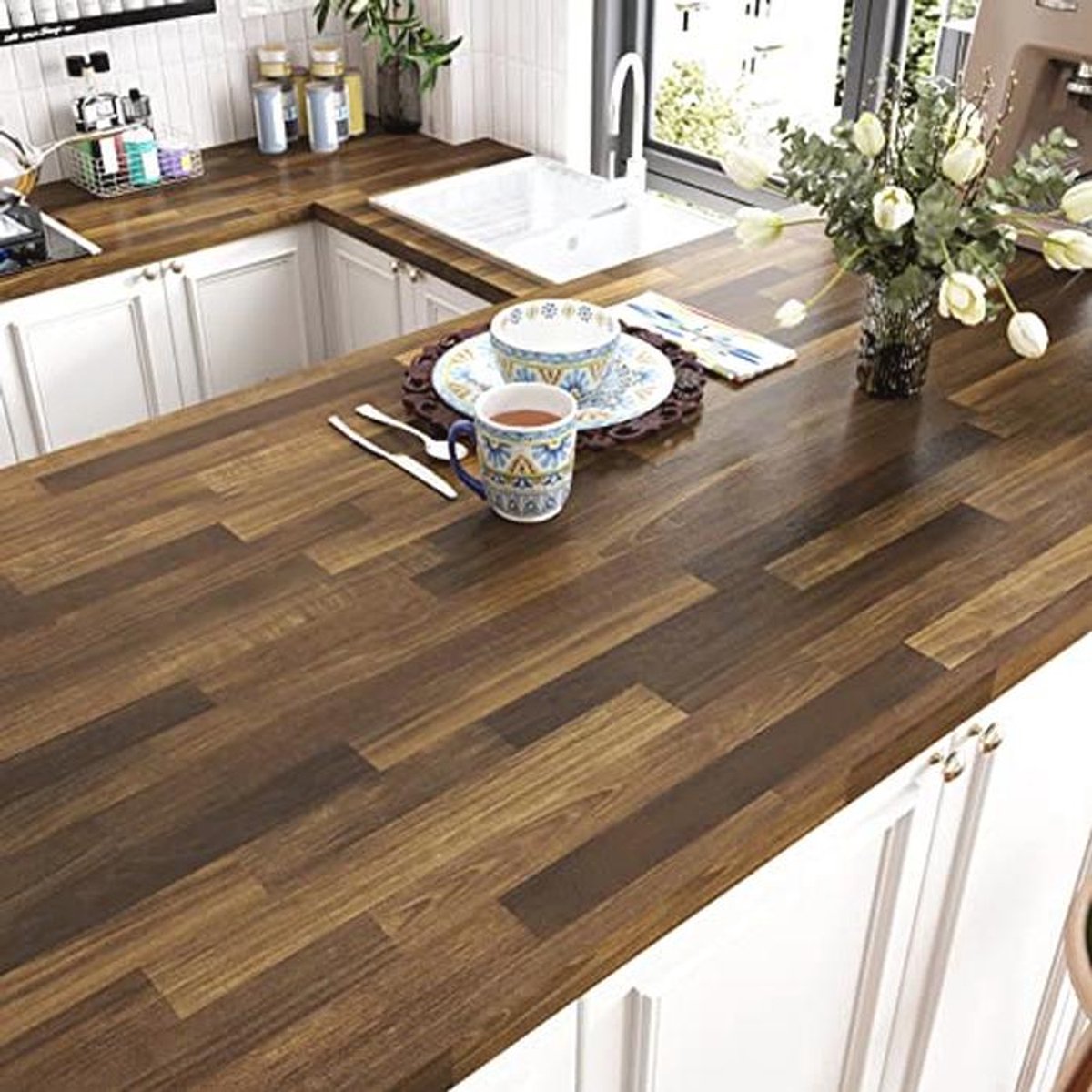 Houten Paneel Behang Zelfklevend 40cm x 800cm voor Woonkamer en Meubels