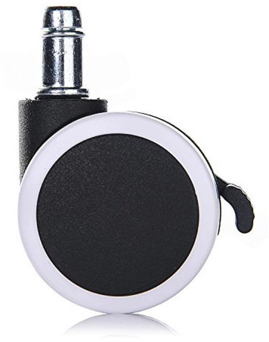 Draaistoelwielen voor Harde Vloeren - 5 Stuks met Remfunctie, 11 mm/50 mm, Zwart/Wit