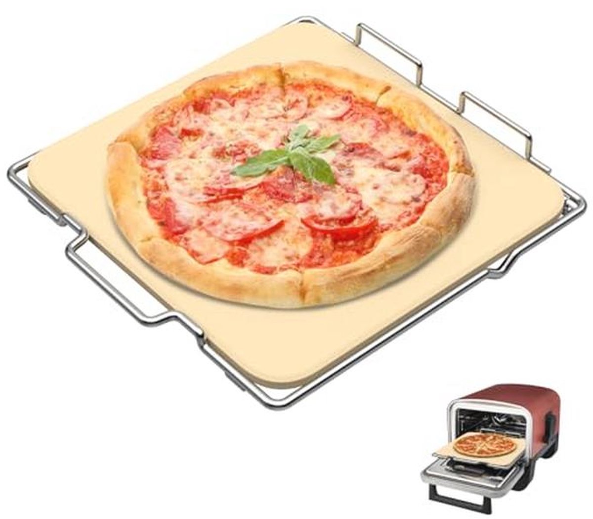 Pizzasteen met rek voor 8-in-1 outdoor pizzaoven - Baksteenset voor oven en grill