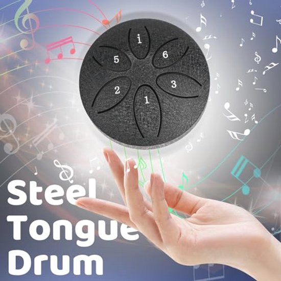 Stalen Tongtrommel met 6 Tonen - Mini Handpan voor Meditatie en Yoga - Percussie Instrument van Merkloos — afbeelding 5