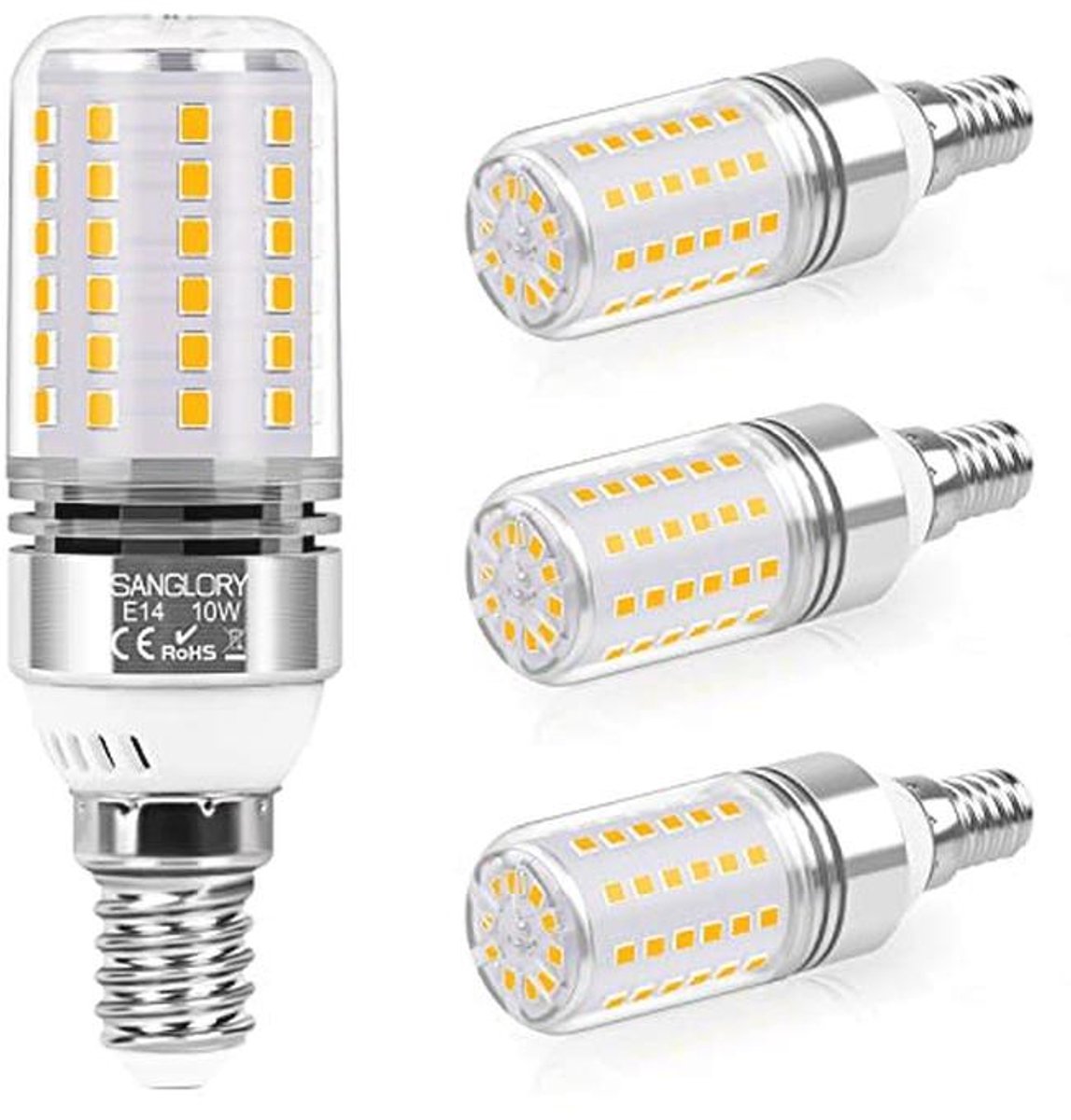 E14 LED-lampen Warm Wit 10W - 1050 Lumen - 4 Stuks - Energiebesparend, Niet Dimbaar