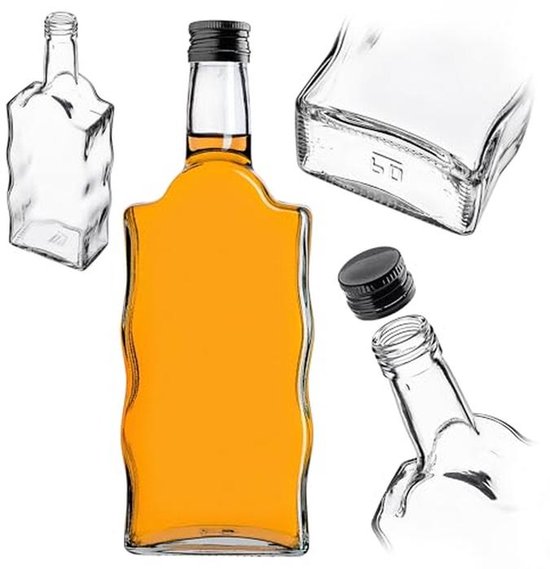 Slkfactory, lege glazen flessen, 200 ml, met schroefdop, TASC 0,2 liter, likeurflessen, jeneverflessen, azijnflessen, olieflessen