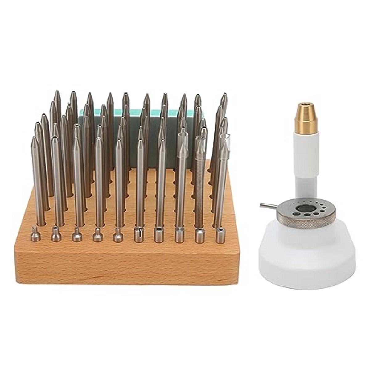 Horlogedekselpers voor Horlogereparatie - Complete Set met 50 Stempels en 10 Palen