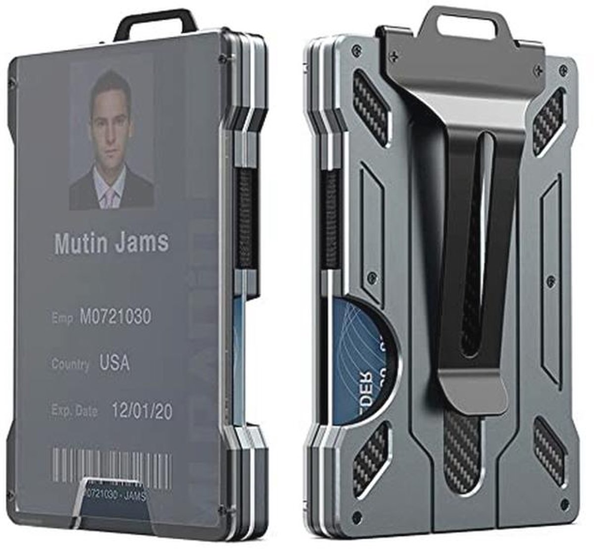 Swygoo Metalen ID-kaarthouder, dunne portefeuille van aluminium en etui voor identiteitskaarten, creditcardhouder met RFID-blokkering, minimalistische portemonnee voor mannen en vrouwen (zilvergrijs)