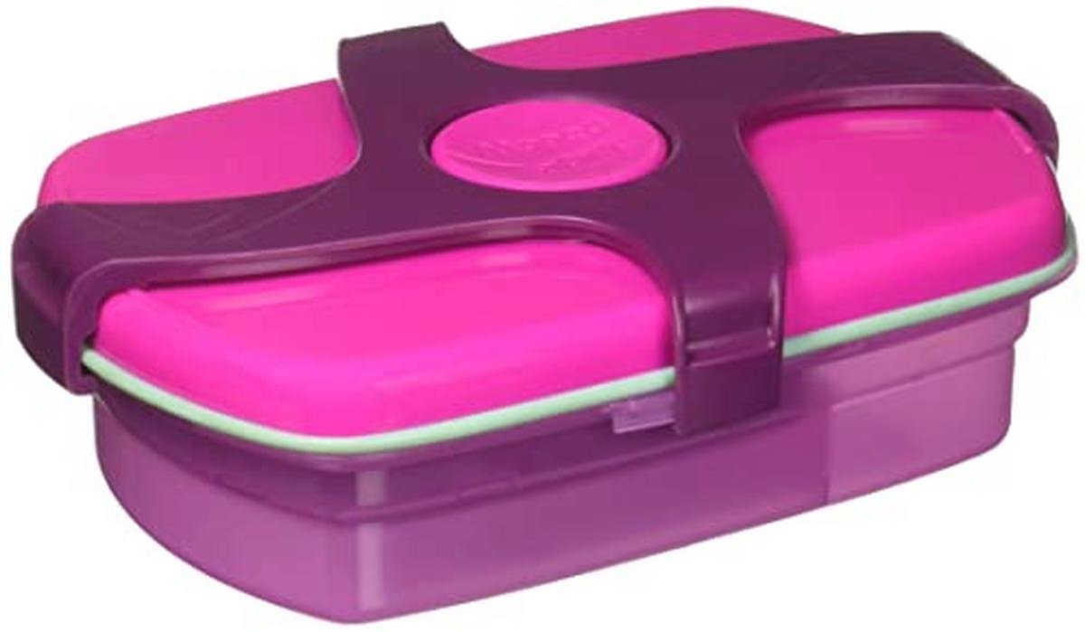 Roze brooddoos voor kinderen met 3 compartimenten - 1,78 liter, lekvrij en veilig