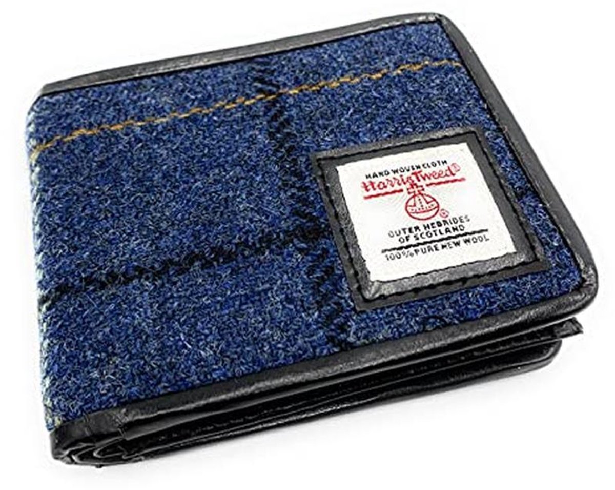 Mannen Trifold Portemonnee - Blauwe Overcheck