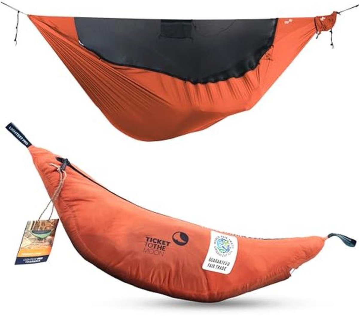 Ultralichte hangmat met insectenbescherming en geïntegreerde ridgeline - compact en variabel in lengte