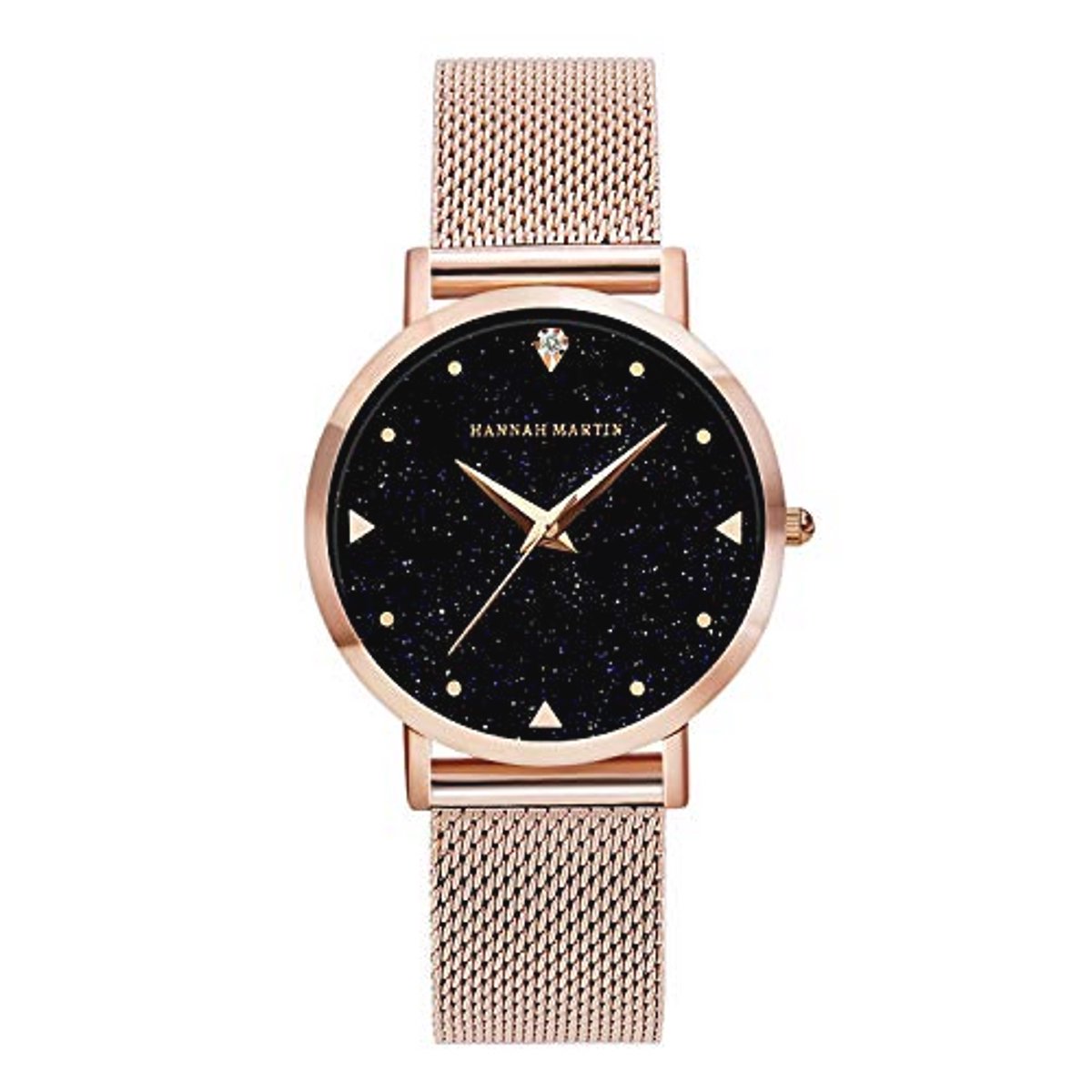 Waterdicht Dameshorloge met Sterrenhemel Wijzerplaat en Roségouden Mesh Band