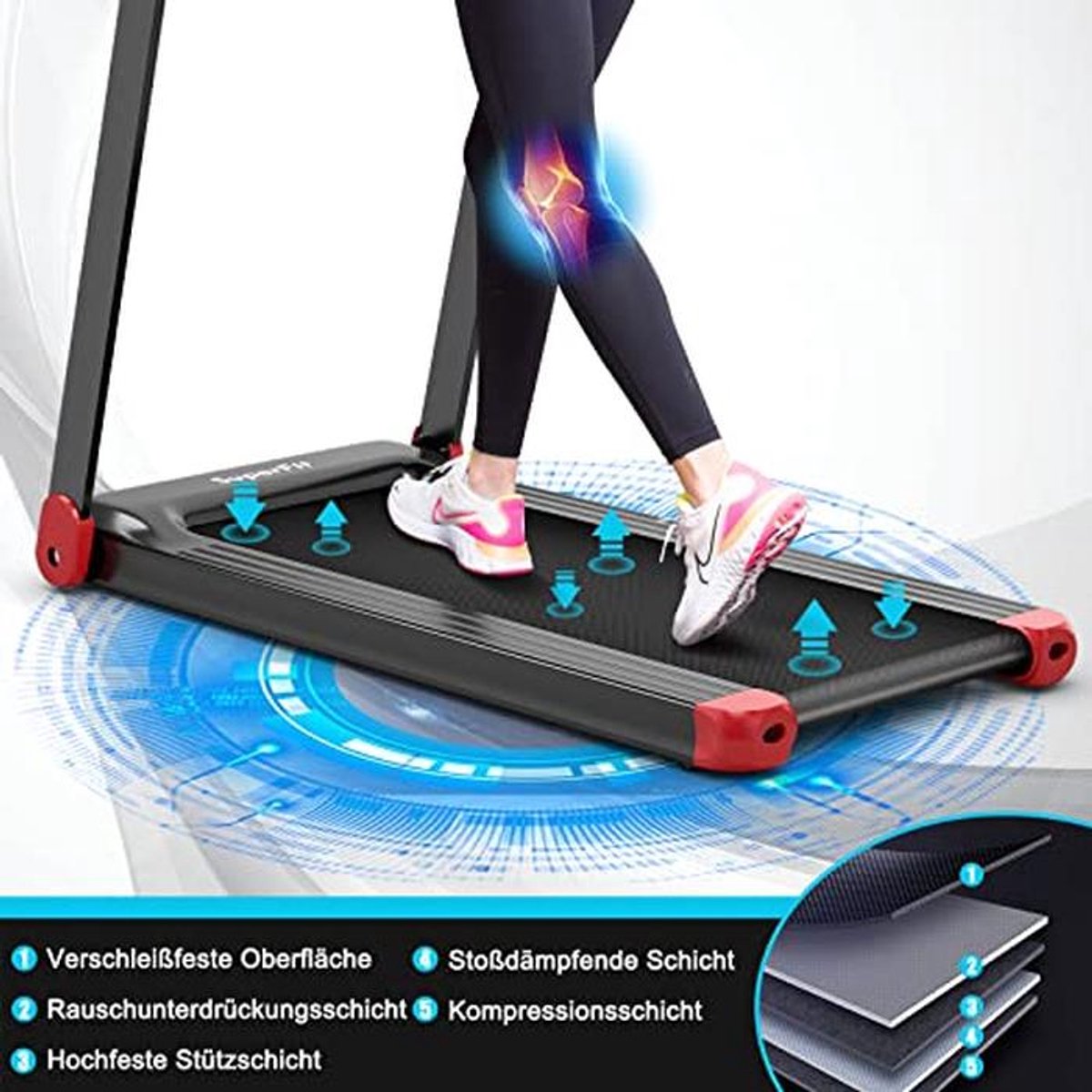 Inklapbare Elektrische Loopband 12 Programma's, Bluetooth, LED thumbnail 6