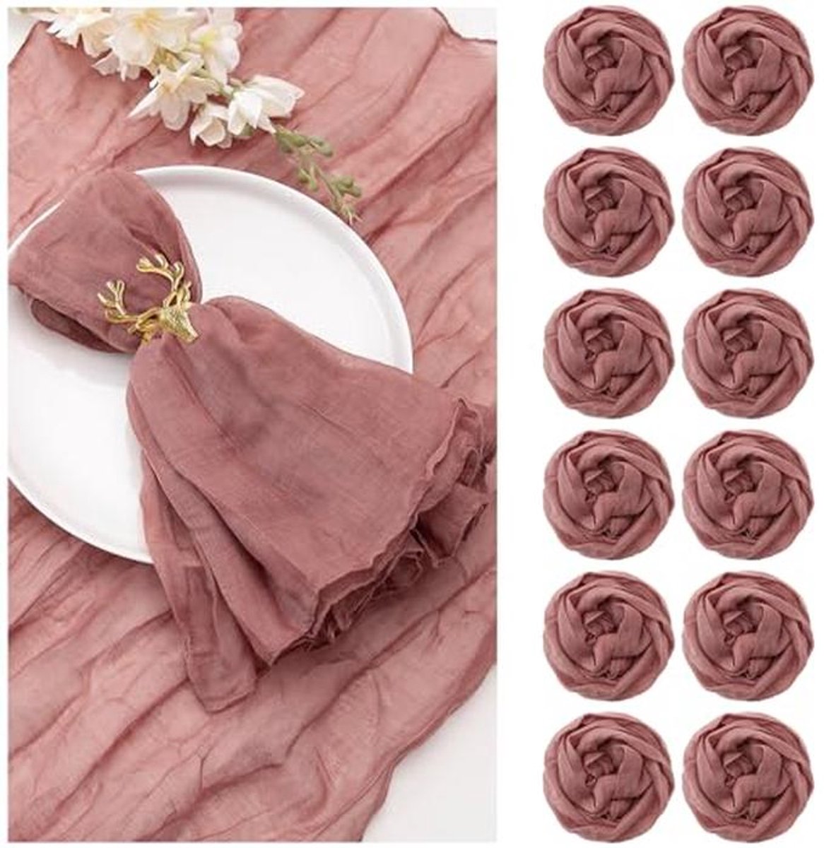 12-Pack Multifunctionele Tafelservetten 20 × 20 Inch voor Bruiloft en Diner