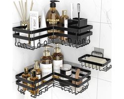 Verhoogde Hoek Douche Caddies - 3-Pack in Zwart
