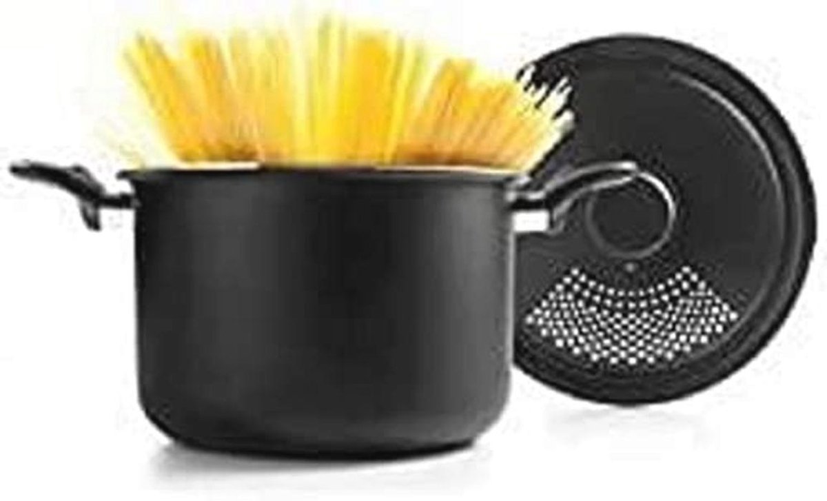 Pastapan met afgietdeksel 22 cm - Aluminium met antiaanbaklaag voor inductie