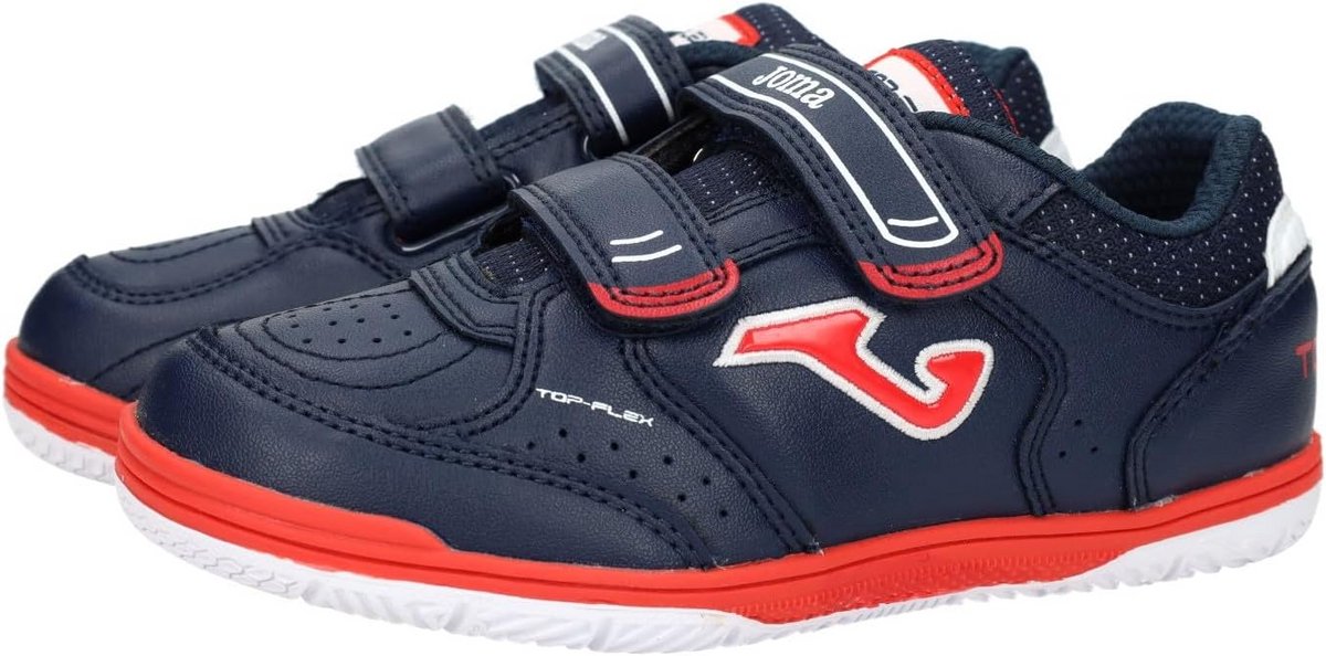 Voetbalschoenen Kinderen Zaal Marineblauw Rood – Dubbele Klittenband Ideale Pasvorm voor Jonge Voetballers