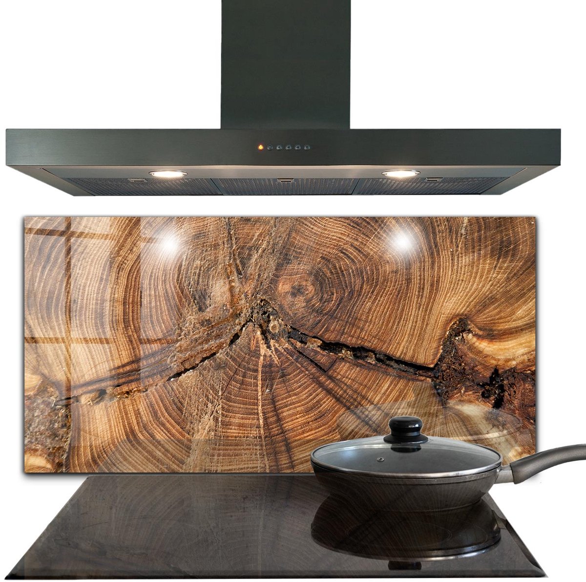 Tulup Achterwand Keuken - Textuur van de romp Keuken Achterwand Glas Met Print - 120 x 60 cm - Bruin Glas Achterwand Keuken - Texturen en Patronen Glazen Keuken Achterwand - Kookplaatachterwanden - Kookplaat achterwand