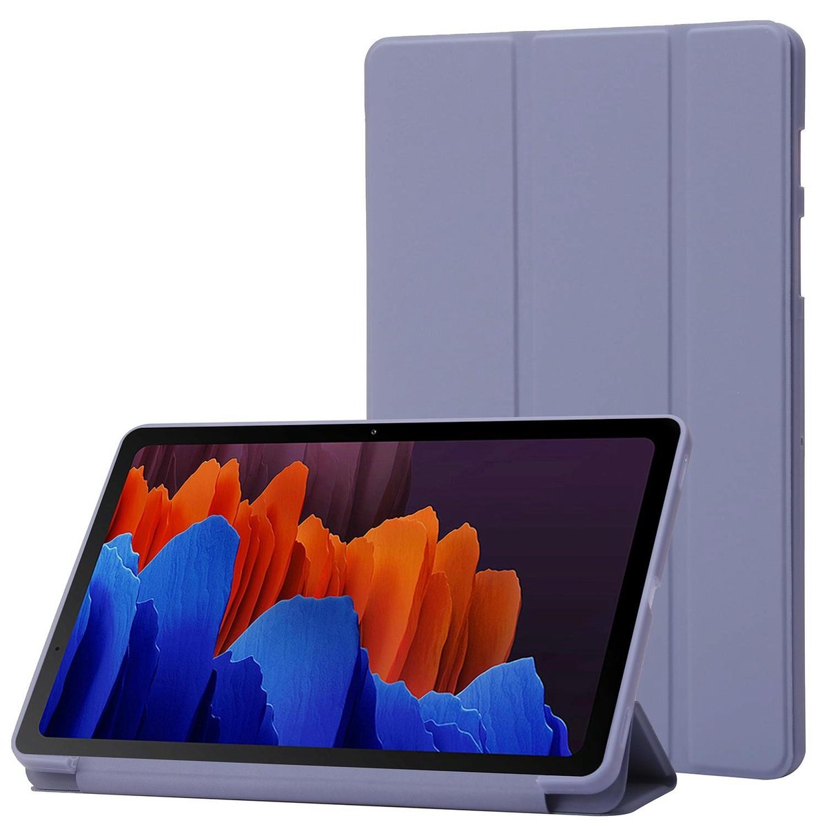 Mobigear Tablethoes geschikt voor Samsung Galaxy Tab S11 Hoes TPU,Kunstleer | Mobigear Tri-Fold Gel Bookcase - Paars