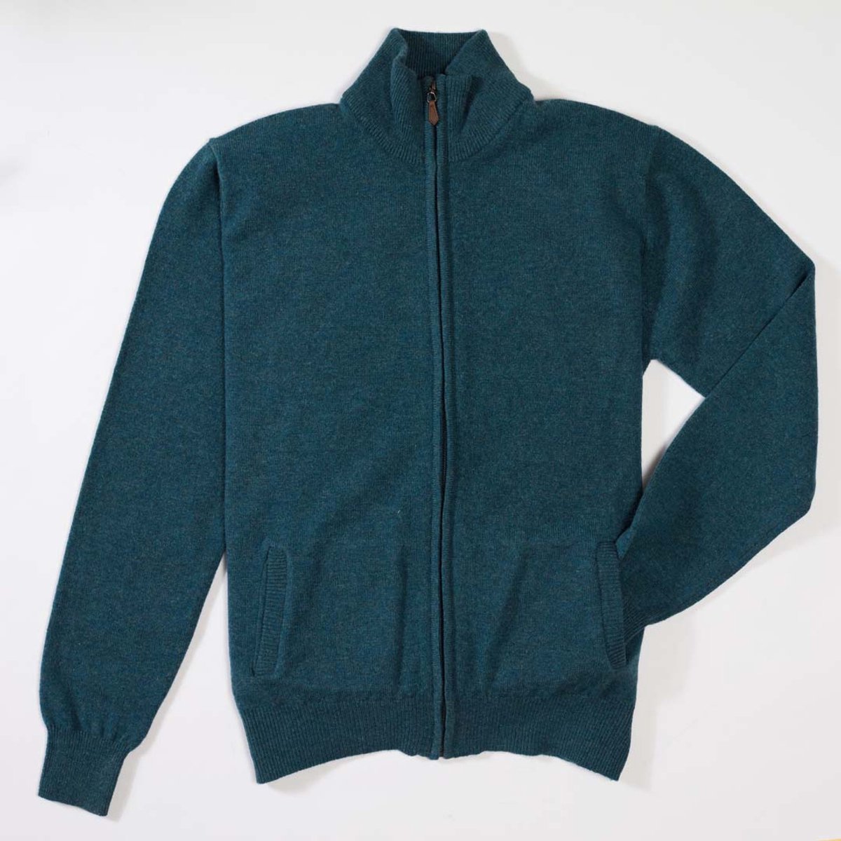Osborne Knitwear Cardigan met rits - Lamswol - Hunter - XL