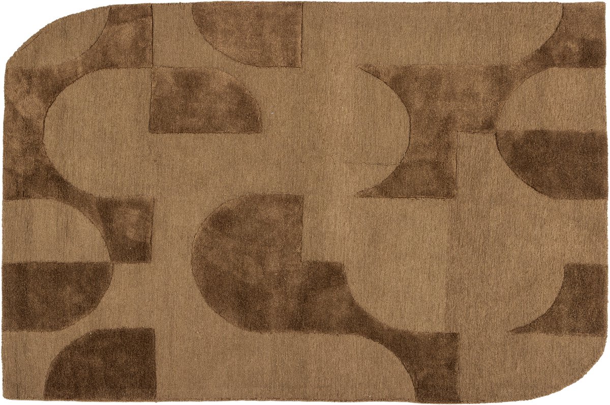 WOOOD Livo Vloerkleed - Wol/Katoen - Bruin - 170x240