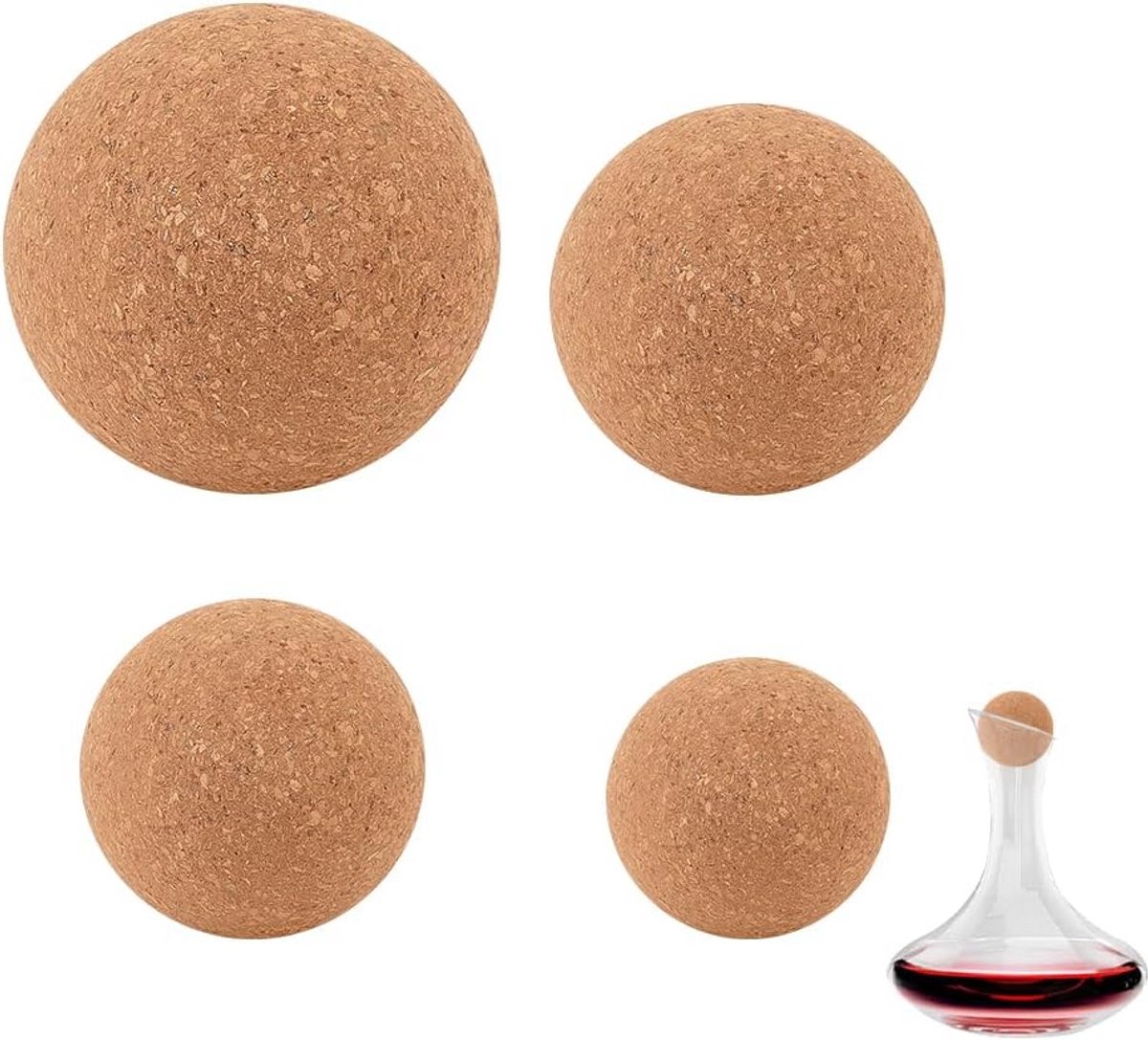 Houten Wijnfleskurk Ballon Set - 4 Maten Decanteerkurk Vervanging