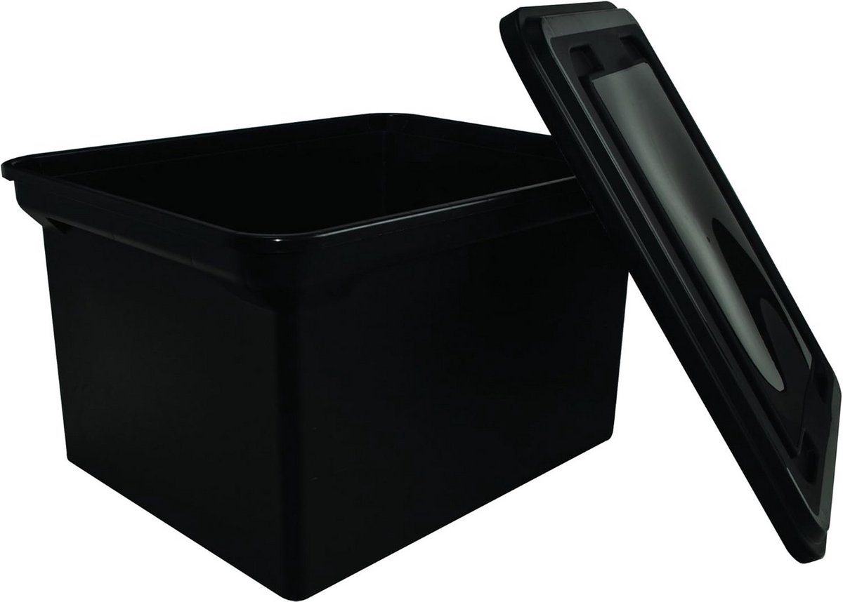 File Tote met Deksel 18 x 1.75 x 14 Inch Zwart