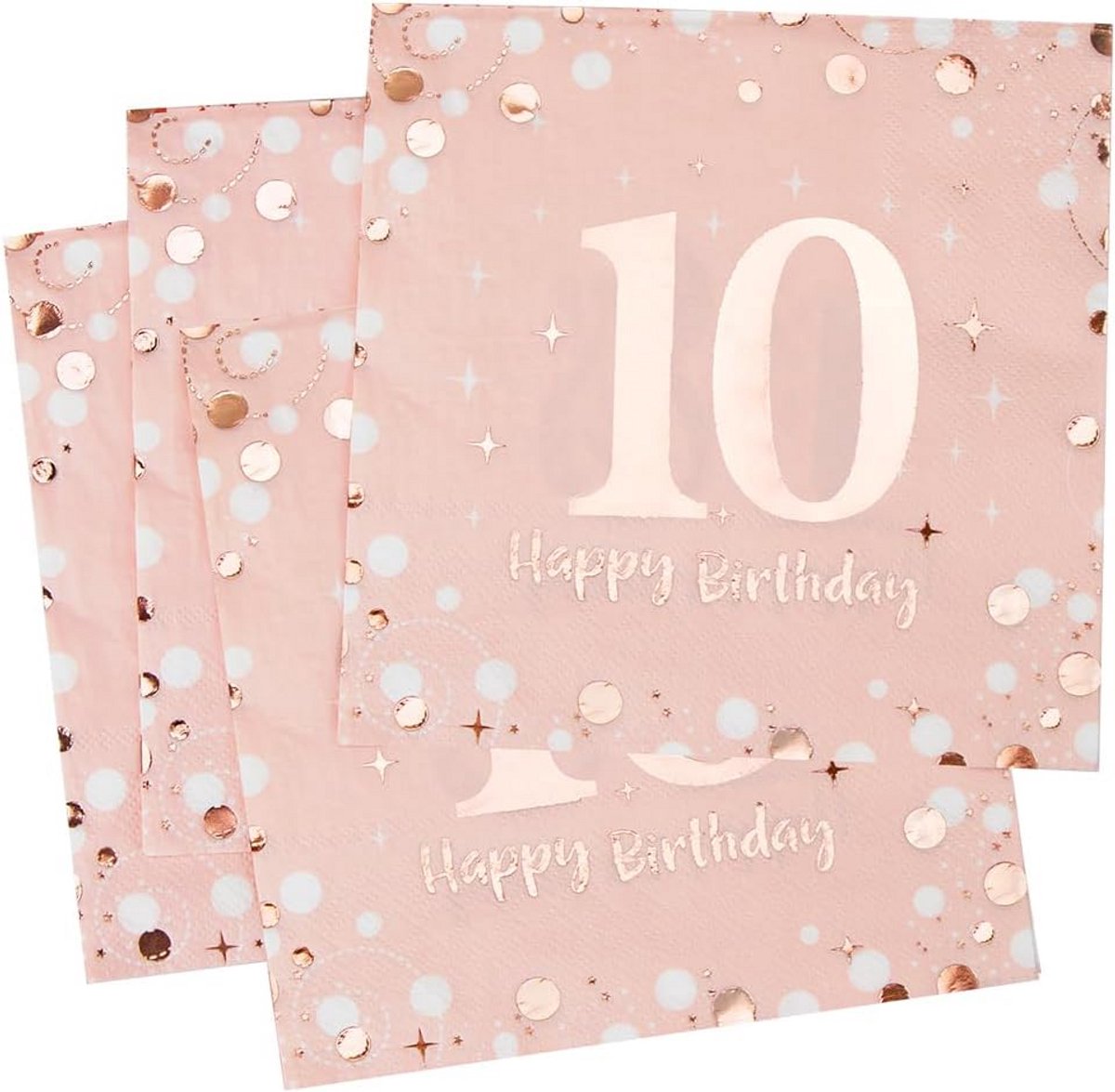 Roze Servetten 10e Verjaardag - Set van 30 Drielaagse Papieren Servetten