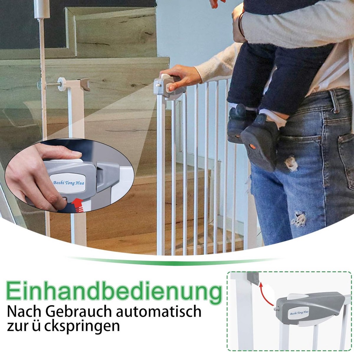 Traphek zonder boren 75-115 cm - Automatisch sluitend kinderhek met dubbele sluiting - Klemhek voor trappen en deuren