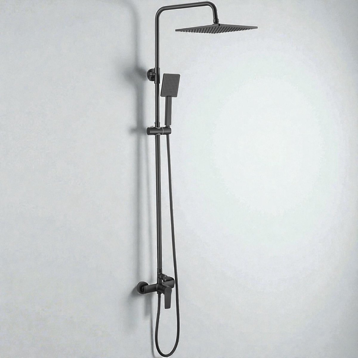 Lonheo max Douchesysteem - Zwart Doucheset - Regendoucheset - Hoogte Verstelbaar 93-130 cm - met Mechanische Mengkraan - Vierkant Design - Waterbesparend - Zwart