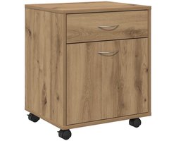 Opbergkast | Rolkast 45x38x54 cm bewerkt hout artisanaal eikenkleur