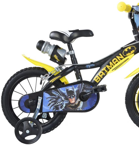 Dino Batman - Kinderfiets 16 Inch - van 4-6 Jaar - met Zijwieltjes - Jongensfiets Zwart van Merkloos — afbeelding 2