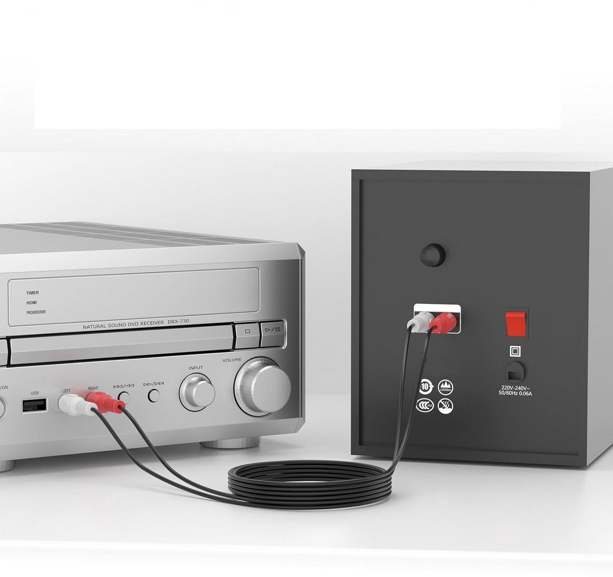 2 x RCA Audiokabel 15 m - Dual RCA-kabel voor Blu-Ray, Thuisbioscoop, HiFi Apparaten en HDTV