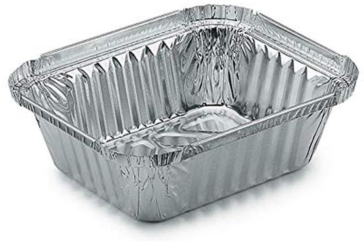 Hoekige Aluminium Grillschalen met Deksel - 470 ml, 100 Stuks