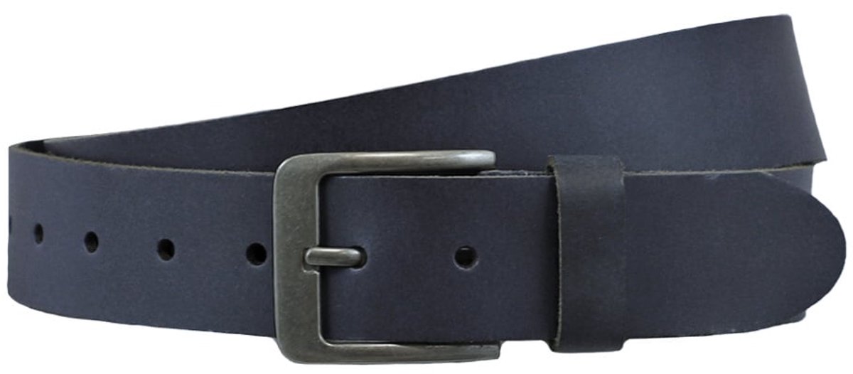 Houtkamp Unisex Leren Riem Blauw – 4 cm Brede Jeansriem met Moderne Gesp – Echt Leer voor Dames & Heren - Lengte totaal 110 cm / Riemmaat 95