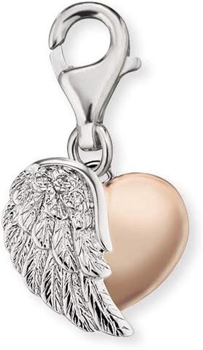 Charm Anhänger Met Hart en Vleugels in Zilver en Roségoud