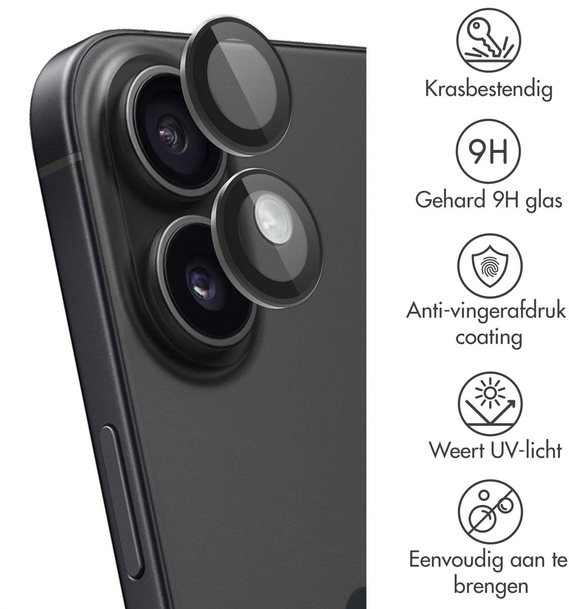 imoshion Camera Lens Protector - Geschikt voor Apple iPhone 17 / 16 Plus / 16 - 2 Pack - Zwart — cadeau in Cadeau-ideeën - foto 7