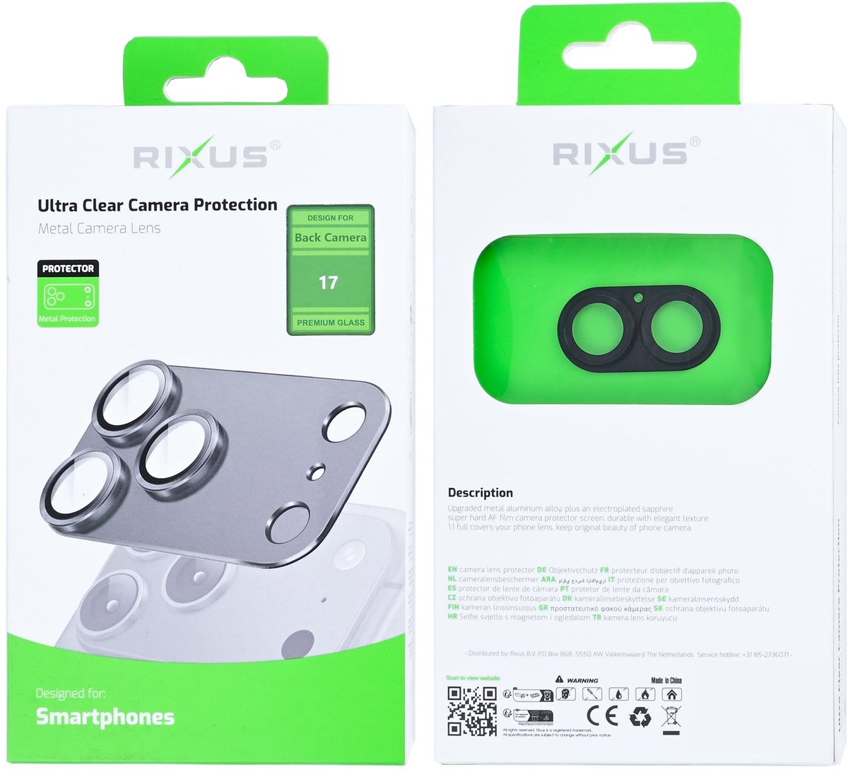 Rixus Ultra Clear Camera Protection For Apple iPhone 17 Black