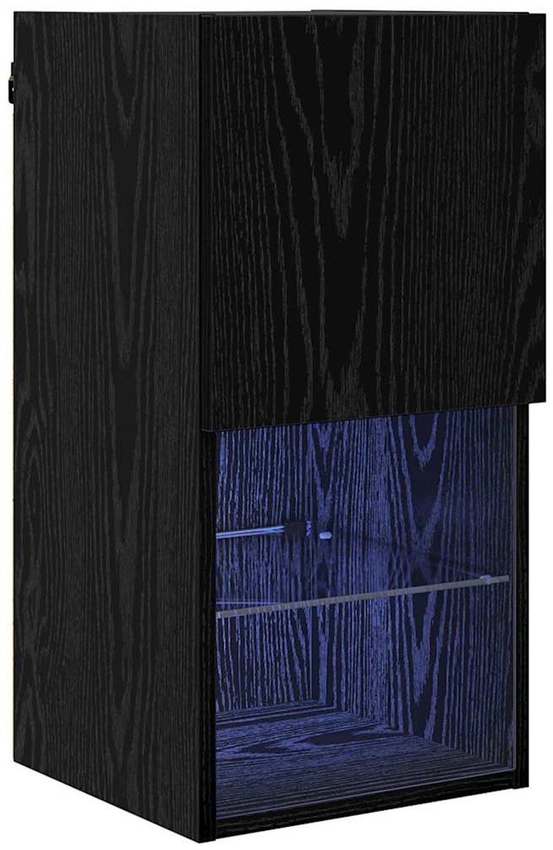 vidaXL - Wand - gemonteerd - TV - Kast - Zwart - Eiken - 30,5 - x - 30 - x - 60 - cm