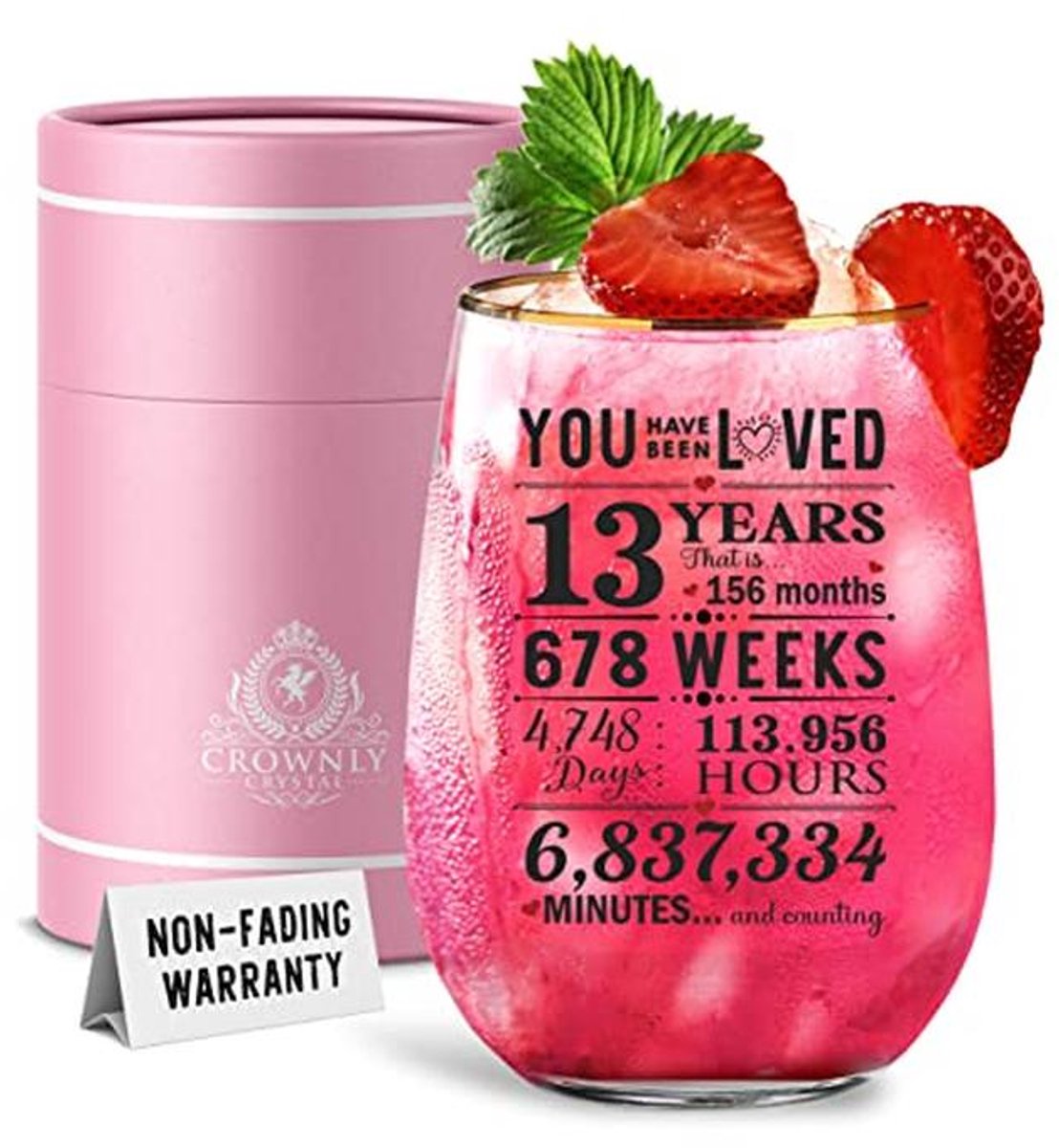 Gepersonaliseerd Glas Cadeau voor 13e Verjaardag van een Meisje