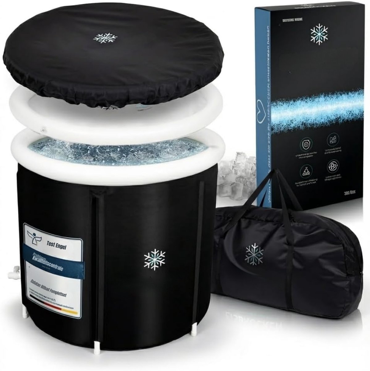 MMM® Ice Bath - Ijsbad - Zitbad - Zwart - 75cm x 80cm x 75cm