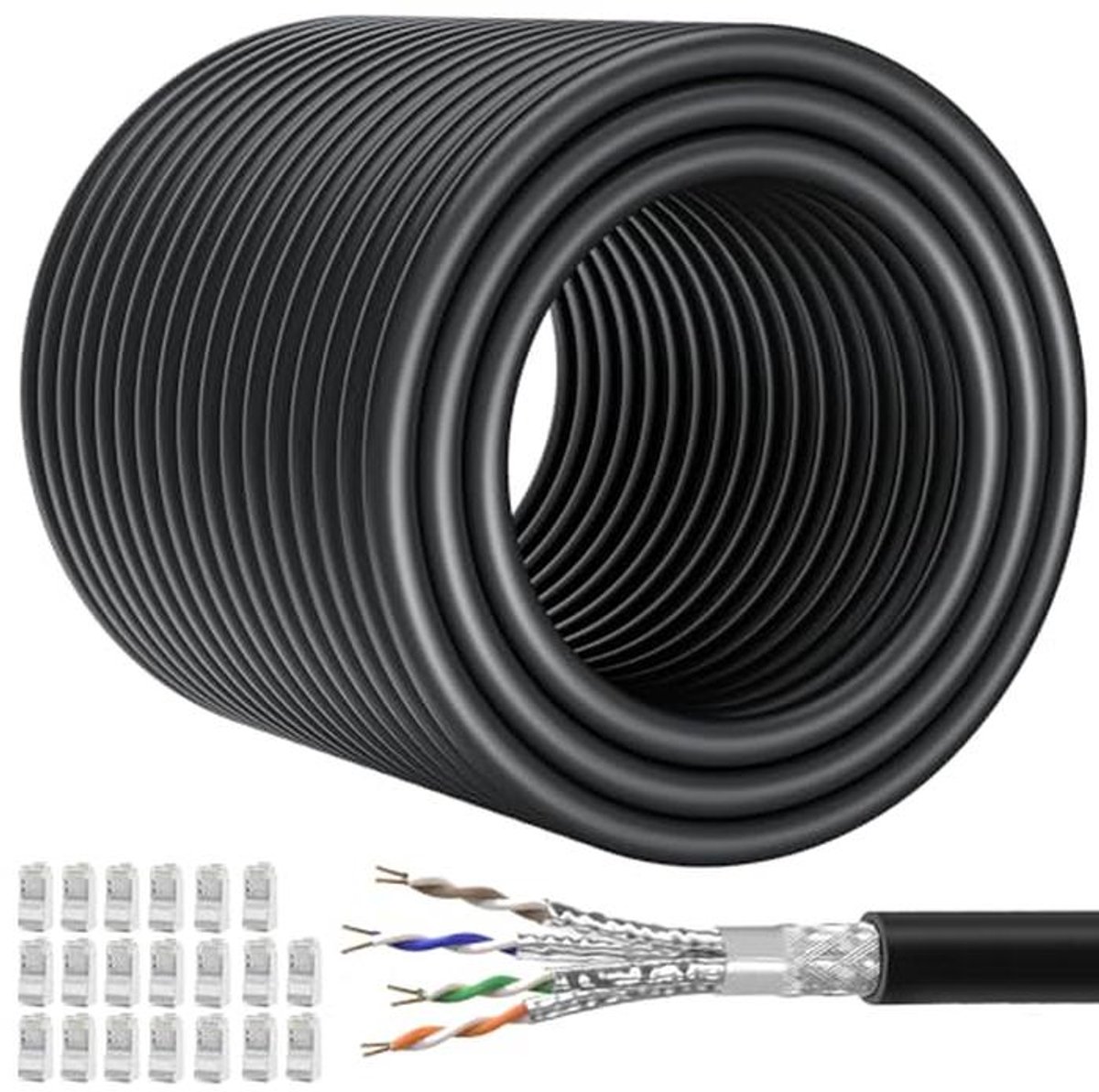 Ethernet Kabel 100 Meter - Cat 7 Hoge Snelheid 10Gbps 600MHz SFTP Afgeschermd