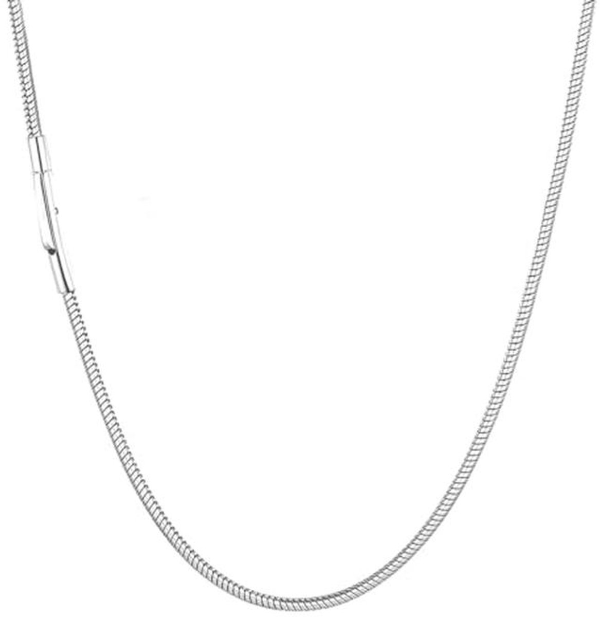 Zilveren Slangencohr en Zwart, 2-3-4 mm, Roestvrij Stalen Slangencohr voor Mannen, Lengte 46-71 cm