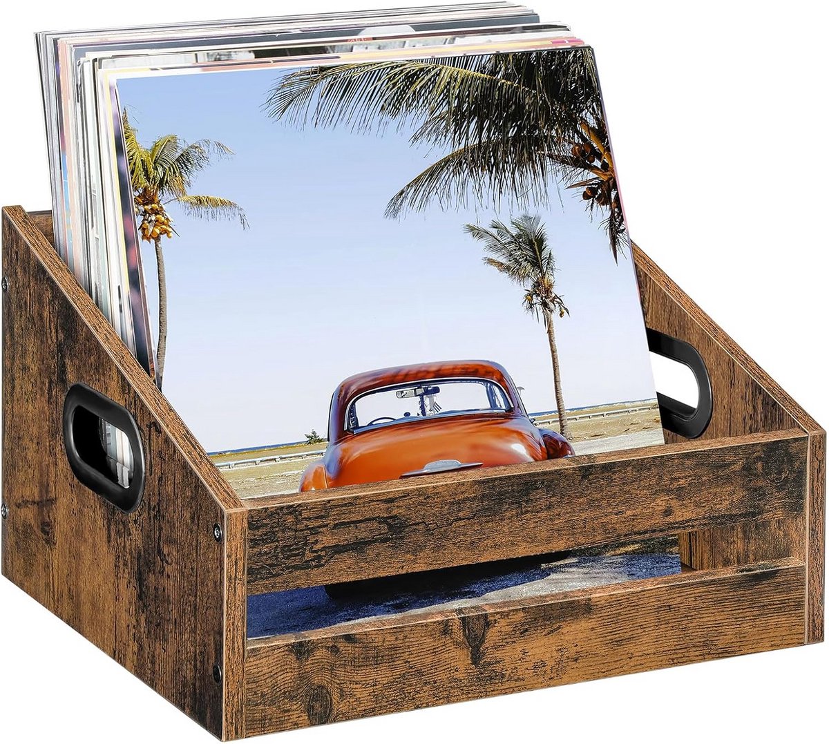 Houten Opbergkrat voor Vinylplaten en Albums - Desktop Displayhouder